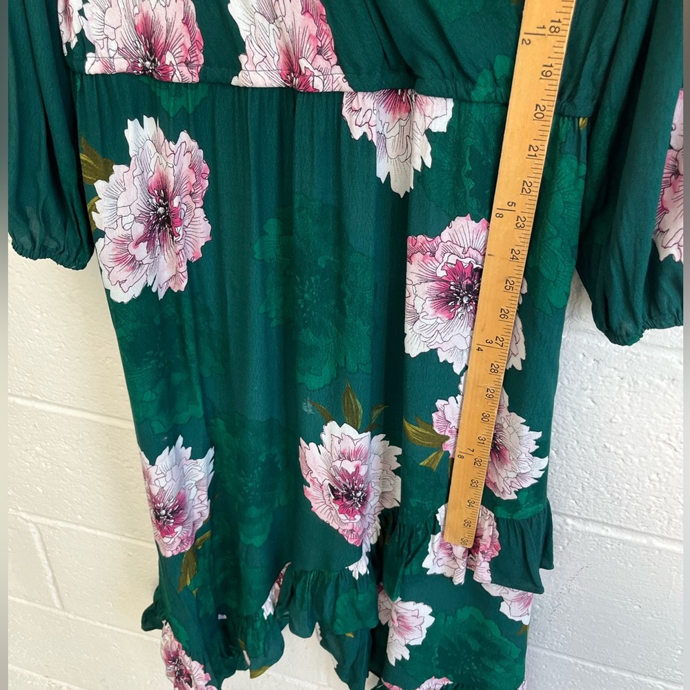 Plenty‎ x Tracey Reese Green Floral Asymmetrical Midi Sonja Dress Sz. XL - Picture 5 of 8